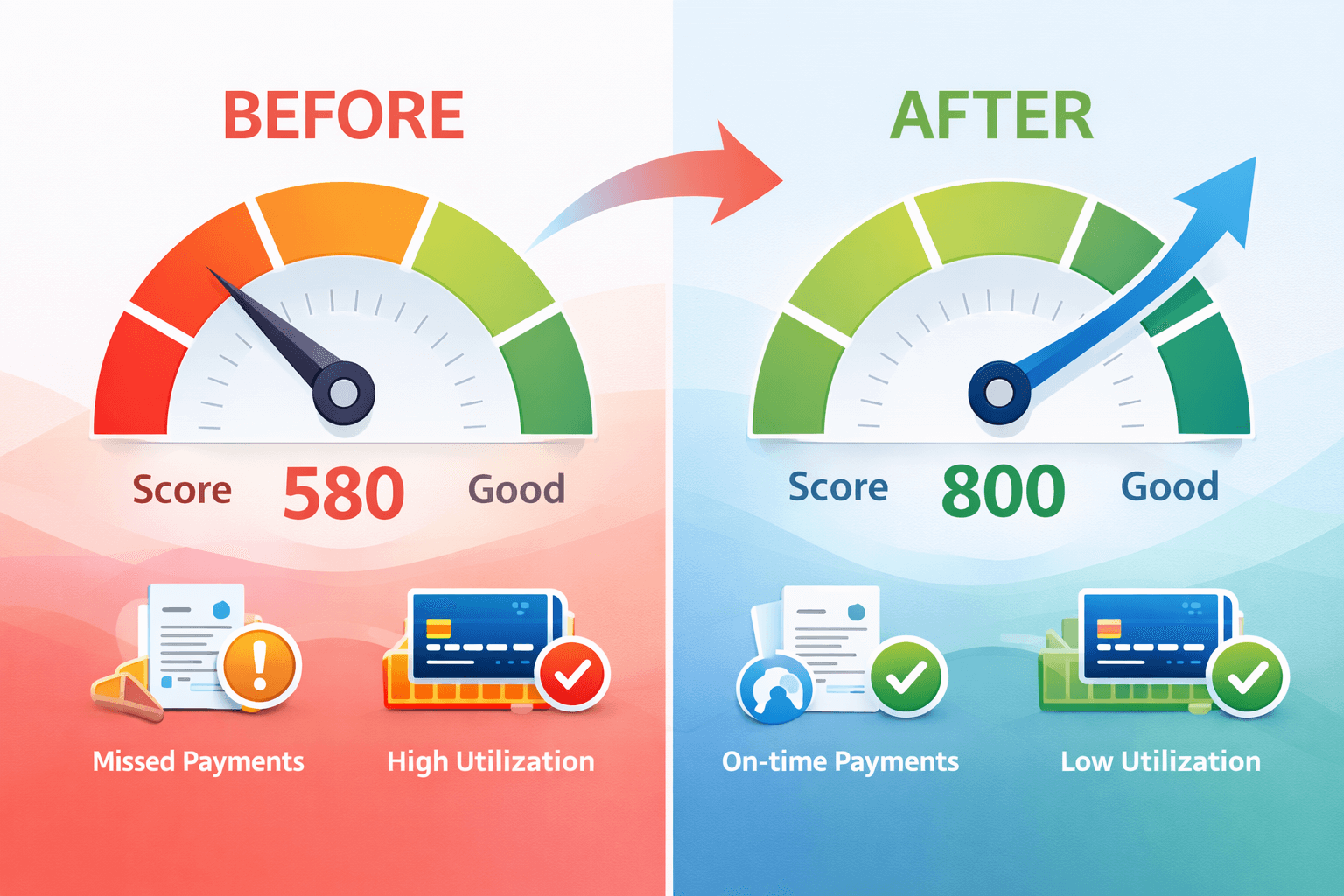 Improve credit score fast steps visual guide infographic